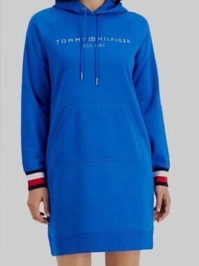 Tommy Hilfiger Royal Blue Hoodie dress with Signature Trim, size Medium